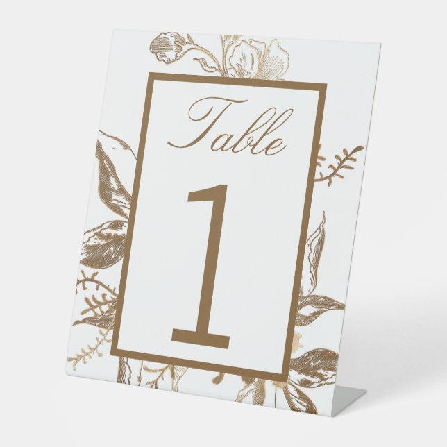 Signe De Table Chic Gold & White Faux Metal Floral Mariage Table (Recto)