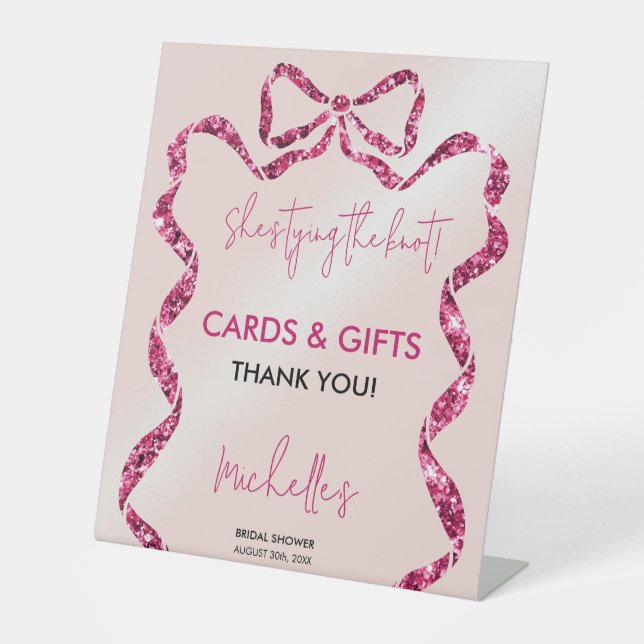 Signe De Table Chic Parties scintillant Rose Bow Elle Attache Le  (Recto)