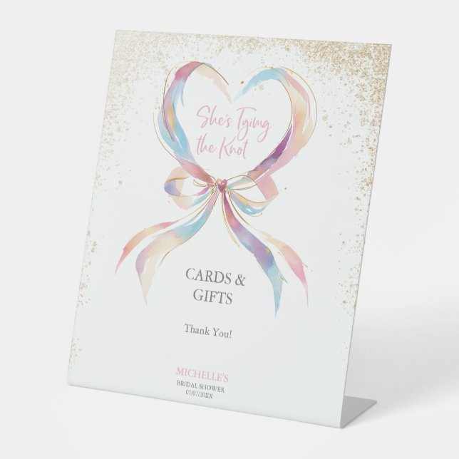 Signe De Table Chic She's Tying The Knot Pink Bow Conseils & Voeu (Recto)