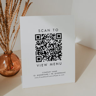 Signe De Table Chic Typographie Restaurant Menu QR Code