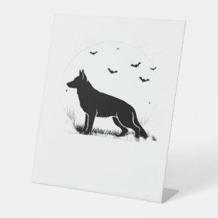 Signe De Table Chien berger allemand - Silhouette de lune d'Hallo