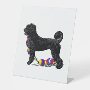 Signe De Table Chien d'eau portugais debout avec flottaison