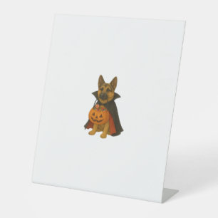Signe De Table Chien d'Halloween allemand Bulldog en costume vamp