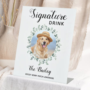 Signe De Table Chien Mariage Bar Animaux de compagnie Signature B