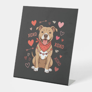Signe De Table Chien Pitbull de la Saint-Valentin XOXO Design d'a