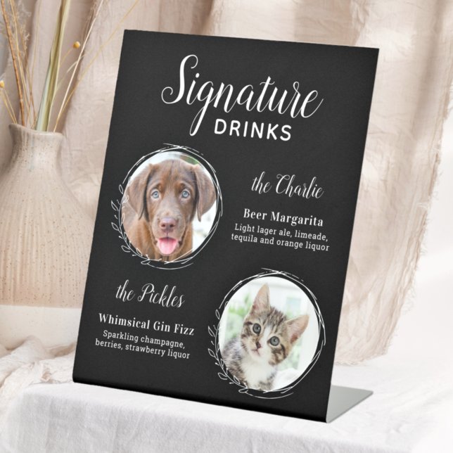 Signe De Table Chien Signature Boissons Black Pet Mariage Bar (Créateur téléchargé)