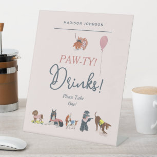 Signe De Table Chiens de fête d'anniversaire de fille rose mignon