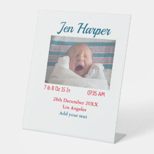 Signe De Table Chiffres de naissance bébé ajouter nom lieu date d