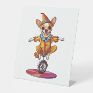 Signe De Table Chihuahua clown - Chien de cirque amusant