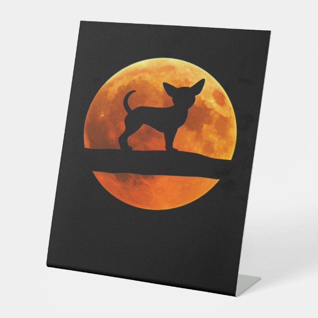 Signe De Table Chihuahua Dog Silhouette Moon chiwawa lover Classi (Recto)
