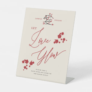 Signe De Table Chinois Aimer Les Fleurs De Cerisier Rouge Laisser