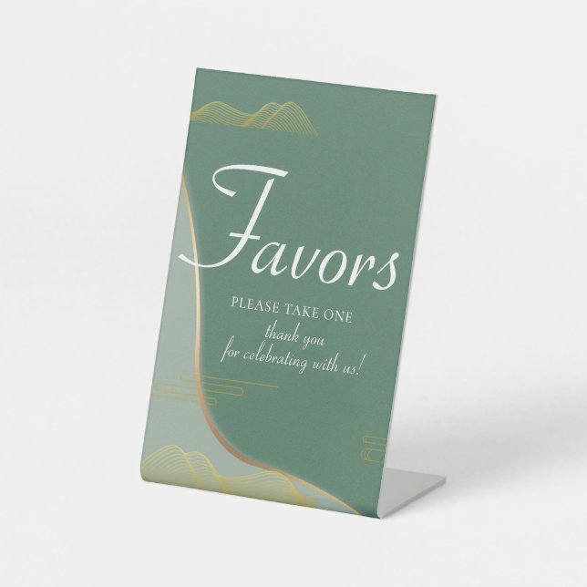 Signe De Table Chinoiserie Abstrait Cloud Motif Gold Line Favoris (Recto)