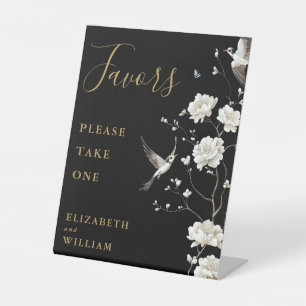 Signe De Table Chinoiserie Noire Et Or Floral Faveurs Mariage