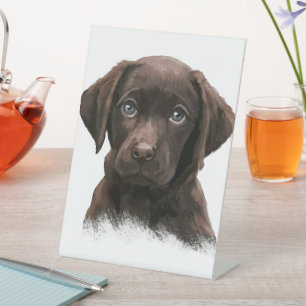 Signe De Table Chiot du Labrador au chocolat