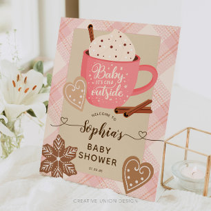 Signe De Table Chocolat chaud Baby shower d'hiver Affiche de bien