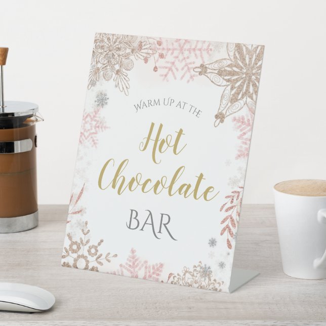 Signe De Table Chocolat chaud hiver Wonderland Or rose (In SItu)