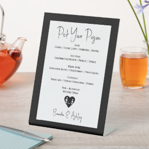Signe De Table Choisissez votre poison Squelette Mariage Barre bl