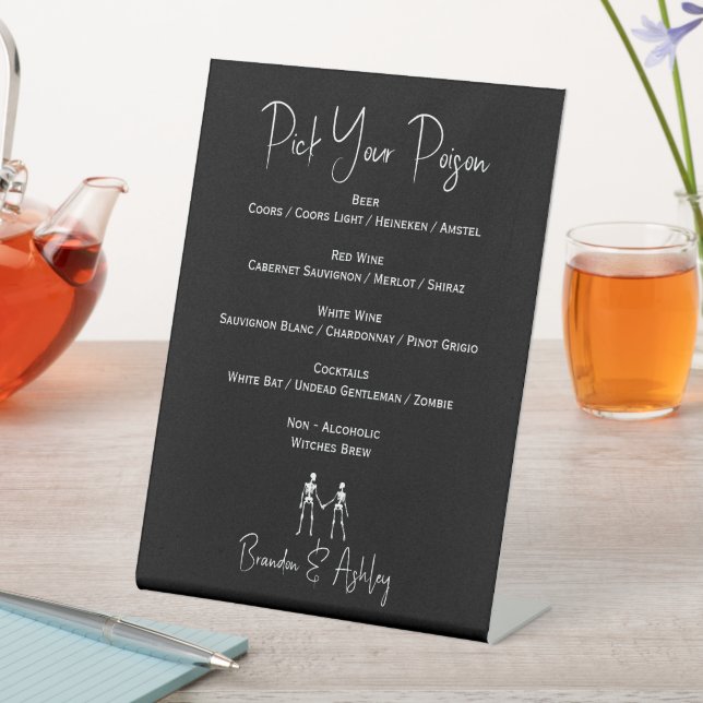 Signe De Table Choisissez votre poison Squelette Mariage Blanc 2  (In SItu)