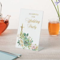 Christian Cross Floral Wedding Party Réservé