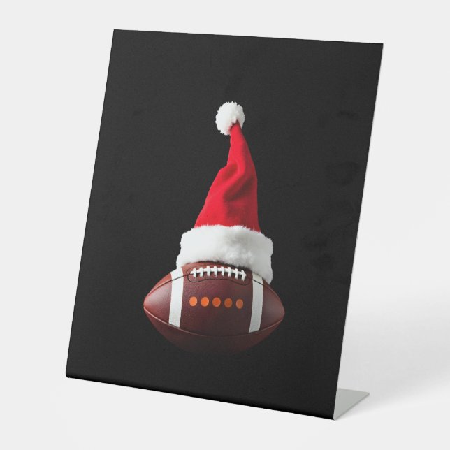 Signe De Table Christmas American Football Ball Santa Hat (1) (Recto)