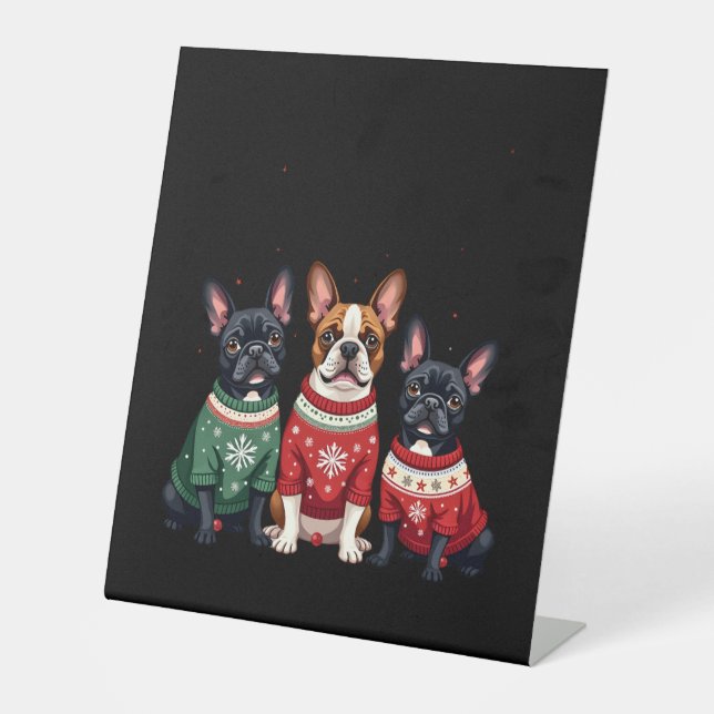 Signe De Table Christmas French Bulldogs Xmas Frenchie Dog 4 (Recto)