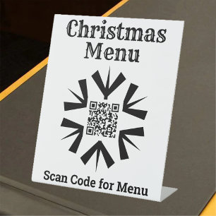 Signe De Table Christmas Menu Snowflake with QR Code
