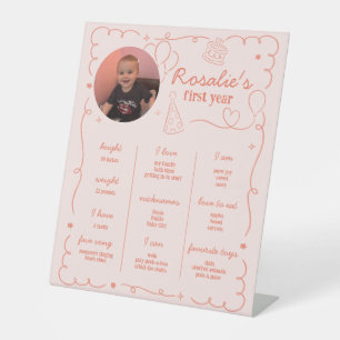 Signe De Table Chronologie du premier anniversaire de la fille ro