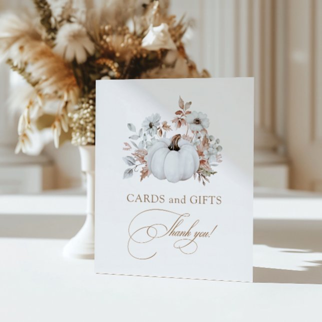 Signe De Table Chute Blancs Cartes et Cadeaux Citrouilles (Créateur téléchargé)