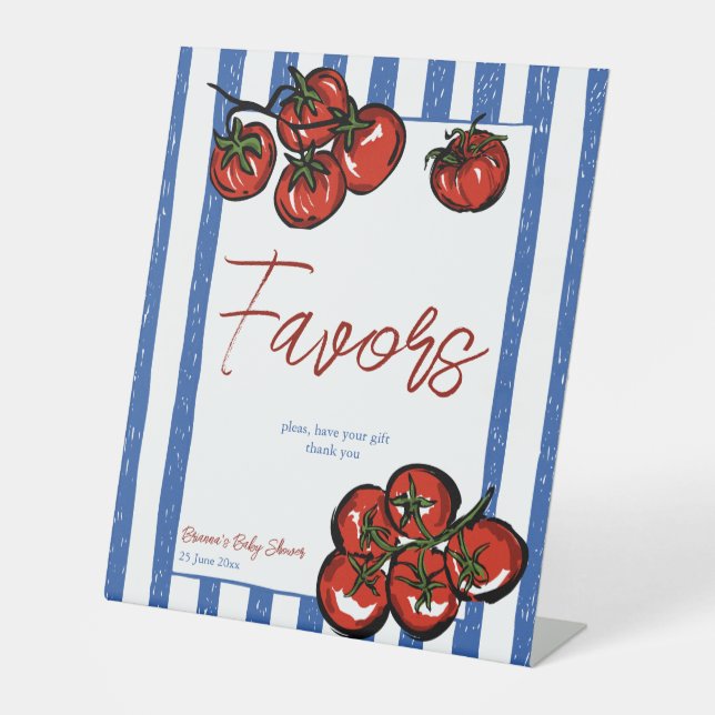 Signe De Table Ciao baby tomato Italian baby shower favors table (Recto)