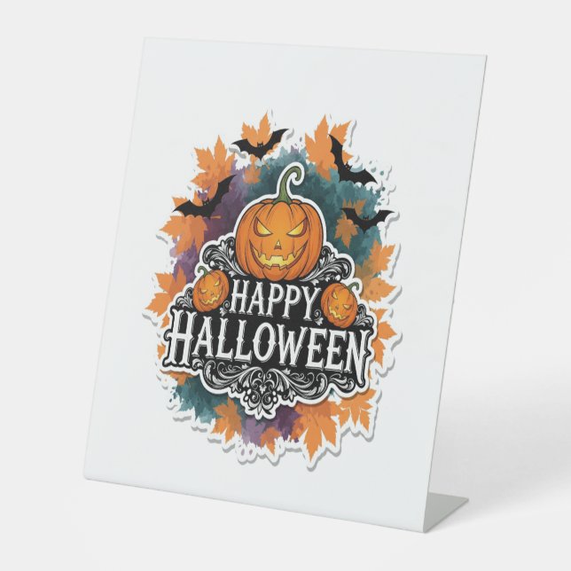 Signe De Table Citations amusantes et Éffrayantes d'Halloween Hap (Recto)