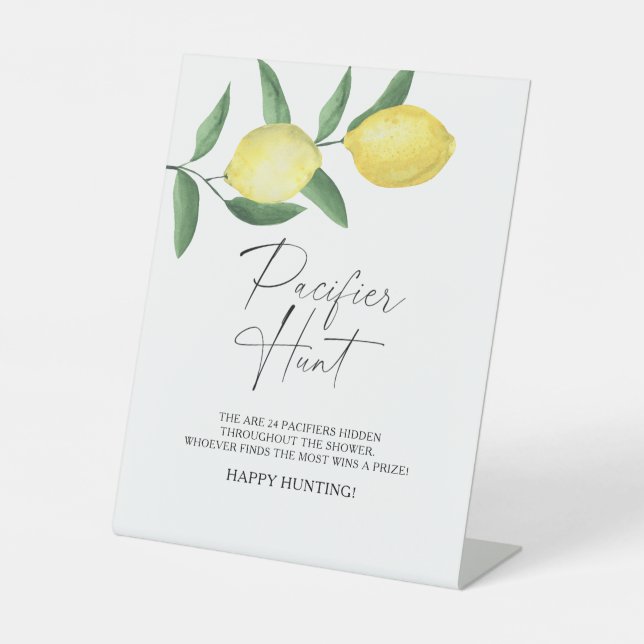 Signe De Table Citrons - chasse à la suce jeu de baby shower (Recto)