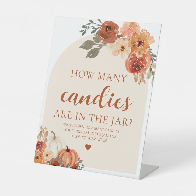 Signe De Table Citrouille Automne Baby shower Devinez Combien de  (Recto)