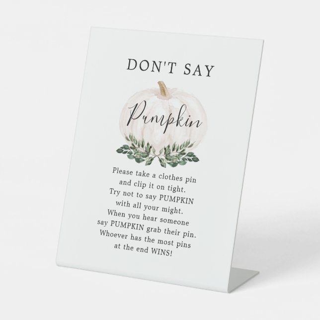 Signe De Table Citrouille blanc ne dit pas Citrouille (Recto)