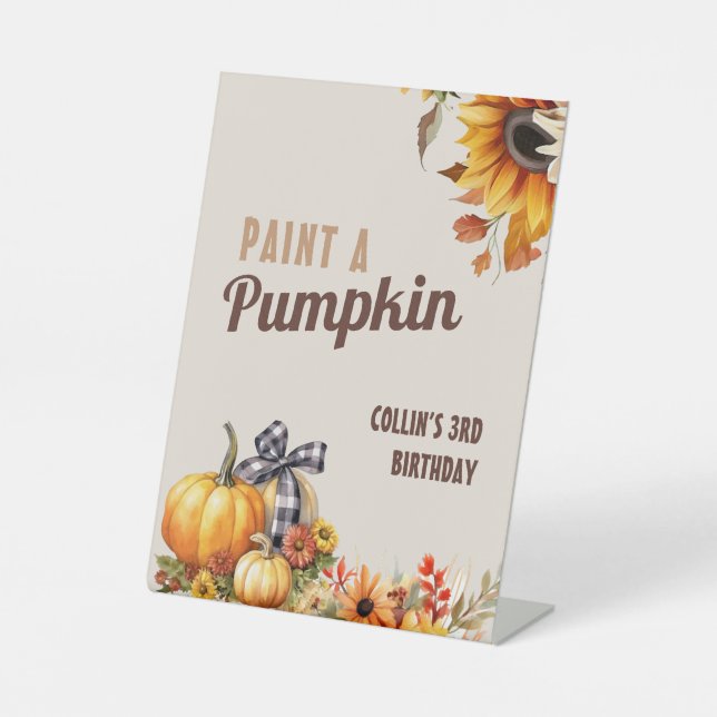 Signe De Table Citrouille d'anniversaire d'automne (Recto)