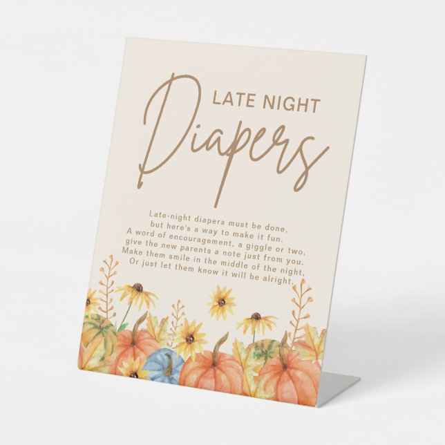 Signe De Table Citrouille d'automne tard de nuit Diapers Baby sho (Recto)