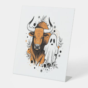 Signe De Table Citrouille de vache Halloween Highland