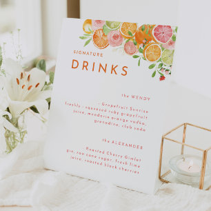 Signe De Table Citrus Aquarelle Mariage Signature Boissons