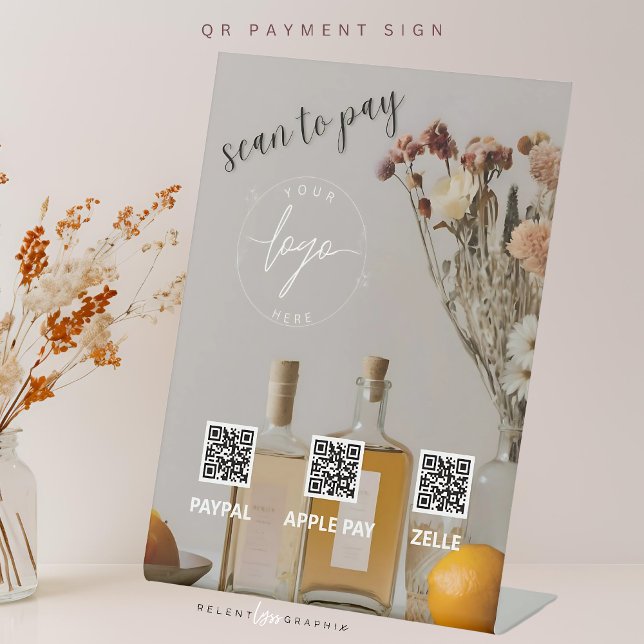 Signe De Table Citrus | Cocktails | Code QR | Signal de paiement (Créateur téléchargé)