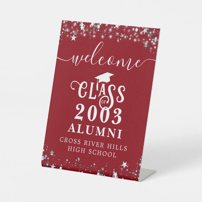 Signe De Table Class Reunion Welcome Table Sign Red (Recto)
