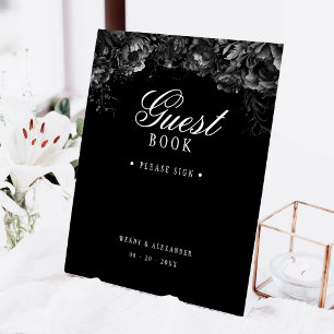 Signe De Table Classic gothique noir Mariage Livre d'invité Pedes