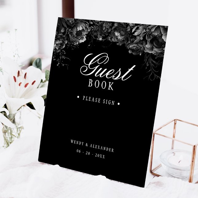 Signe De Table Classic gothique noir Mariage Livre d'invité Pedes (Créateur téléchargé)
