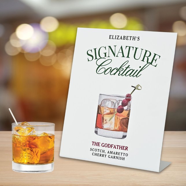 Signe De Table Cocktail Signature Classy Green & Red (Créateur téléchargé)