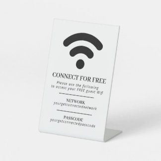 Signe De Table Code d'accès réseau Wifi informations d'invité per