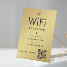 Code de mot de passe Gold WiFi Logo professionnel 