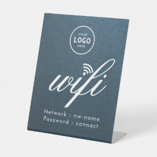 Signe De Table Code de mot de passe WiFi Logo Entreprise Bleu