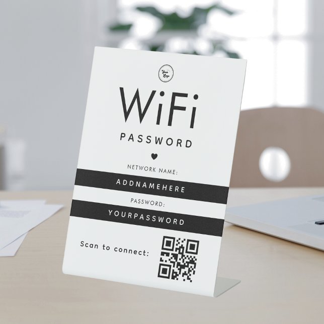 Signe De Table Code de mot de passe WiFi moderne Logo professionn (Créateur téléchargé)