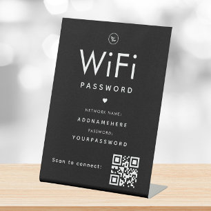 Signe De Table Code de mot de passe WiFi noir Logo professionnel