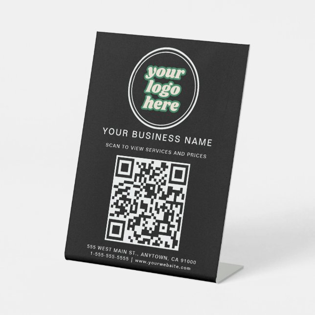 Signe De Table Code et logo QR d'entreprise (Recto)