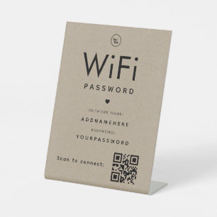 Signe De Table Code mot de passe Kraft WiFi Logo professionnel Co