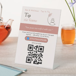 Signe De Table Code QR Aesthetic Blush pour pourboire Venmo Ven